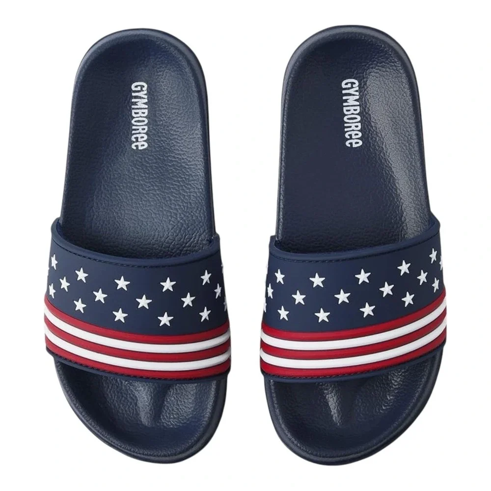 Gymboree Kids American Cutie Patriotic Stars‎ Stripes Slide Sandals Navy Size 12